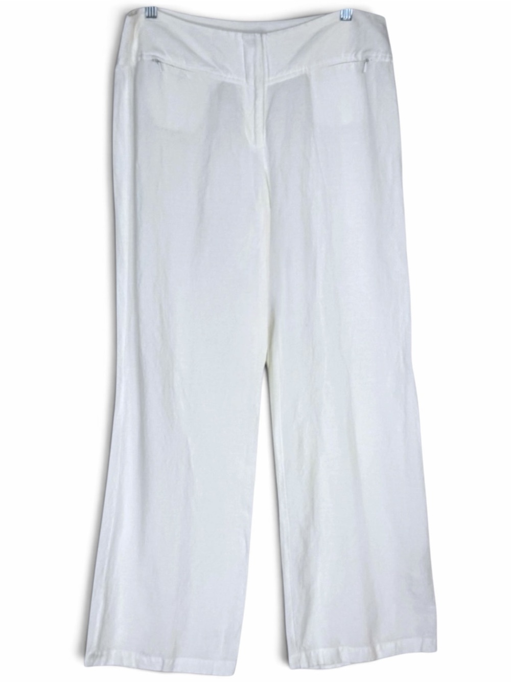 Eileen Fisher Light Ivory Linen Viscose Wide Leg Pant Relaxed Fit Trousers Sz M - Picture 2 of 14